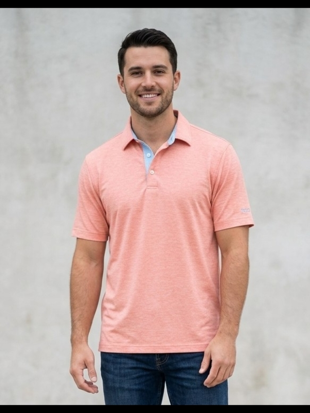 Southern Shirt Company Men’s Medium Polo Heather Coral Pink SSCO Sleeve Logo